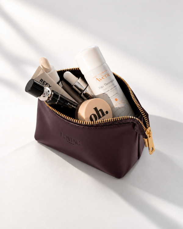 Beauty case in pelle NOAH - PRUGNA