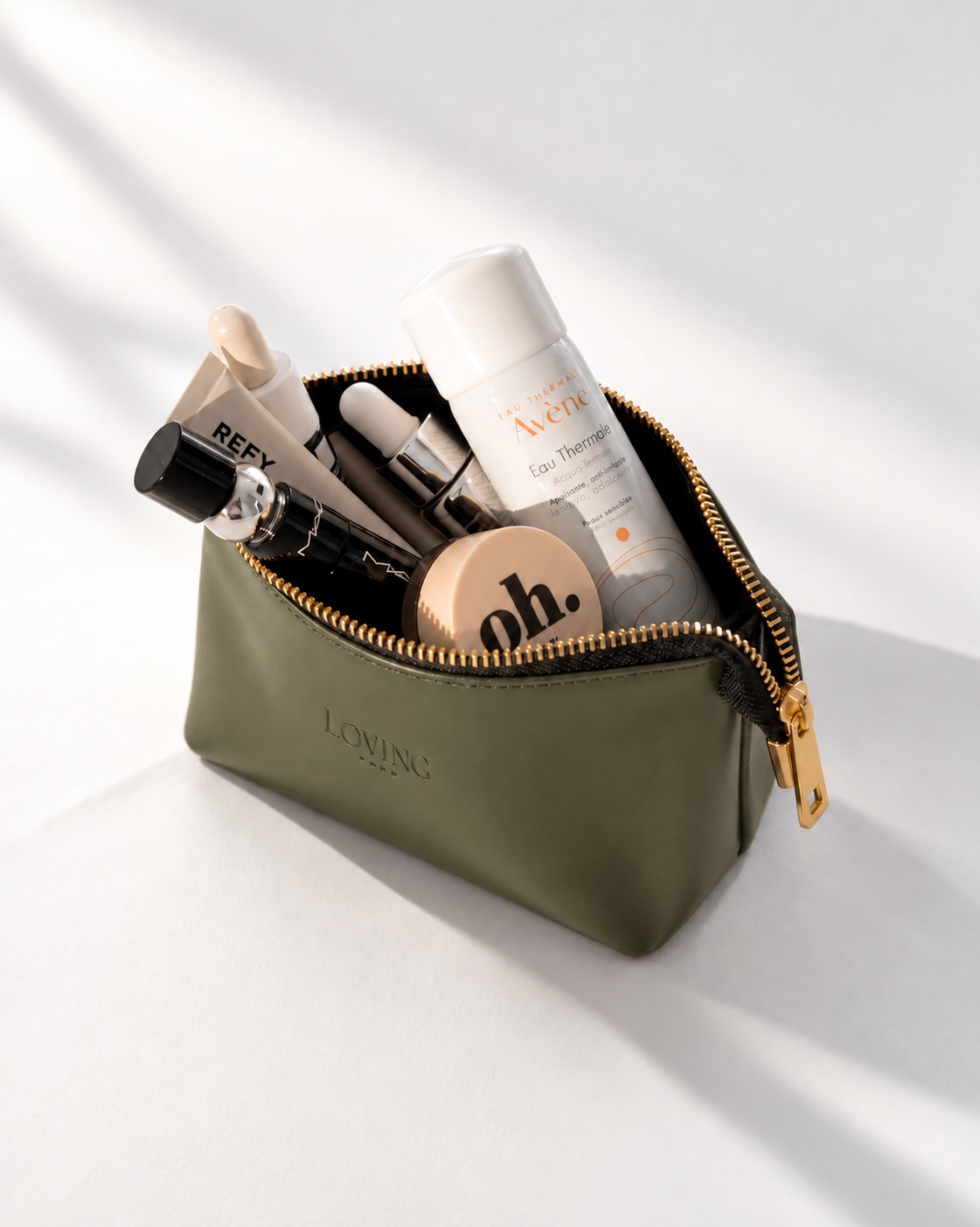 Beauty case in pelle NOAH - VERDE OLIVA