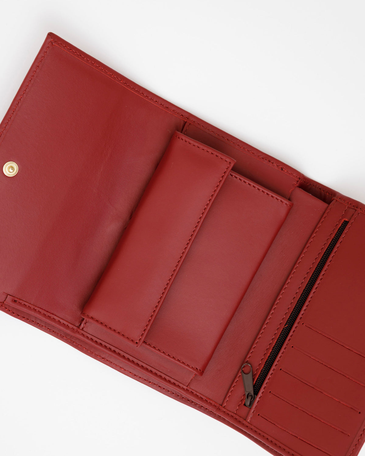 Portafoglio in pelle medio con patta bordeaux - LOVING BAGS