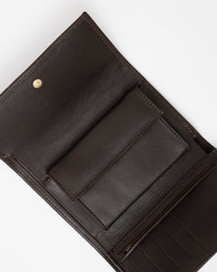 Portafoglio in pelle medio con patta marrone - LOVING BAGS