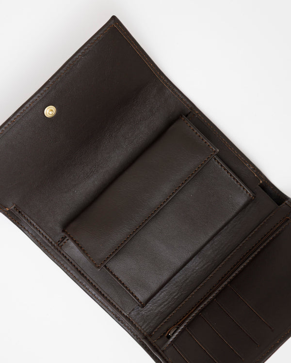 Portafoglio in pelle medio con patta marrone - LOVING BAGS