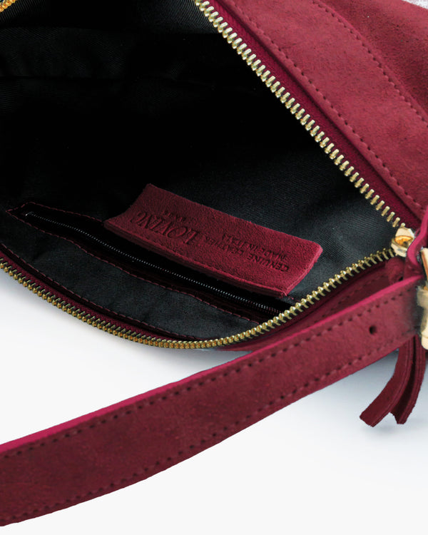 Borsa in suede RACHEL MIGNON bordeaux - LOVING BAGS