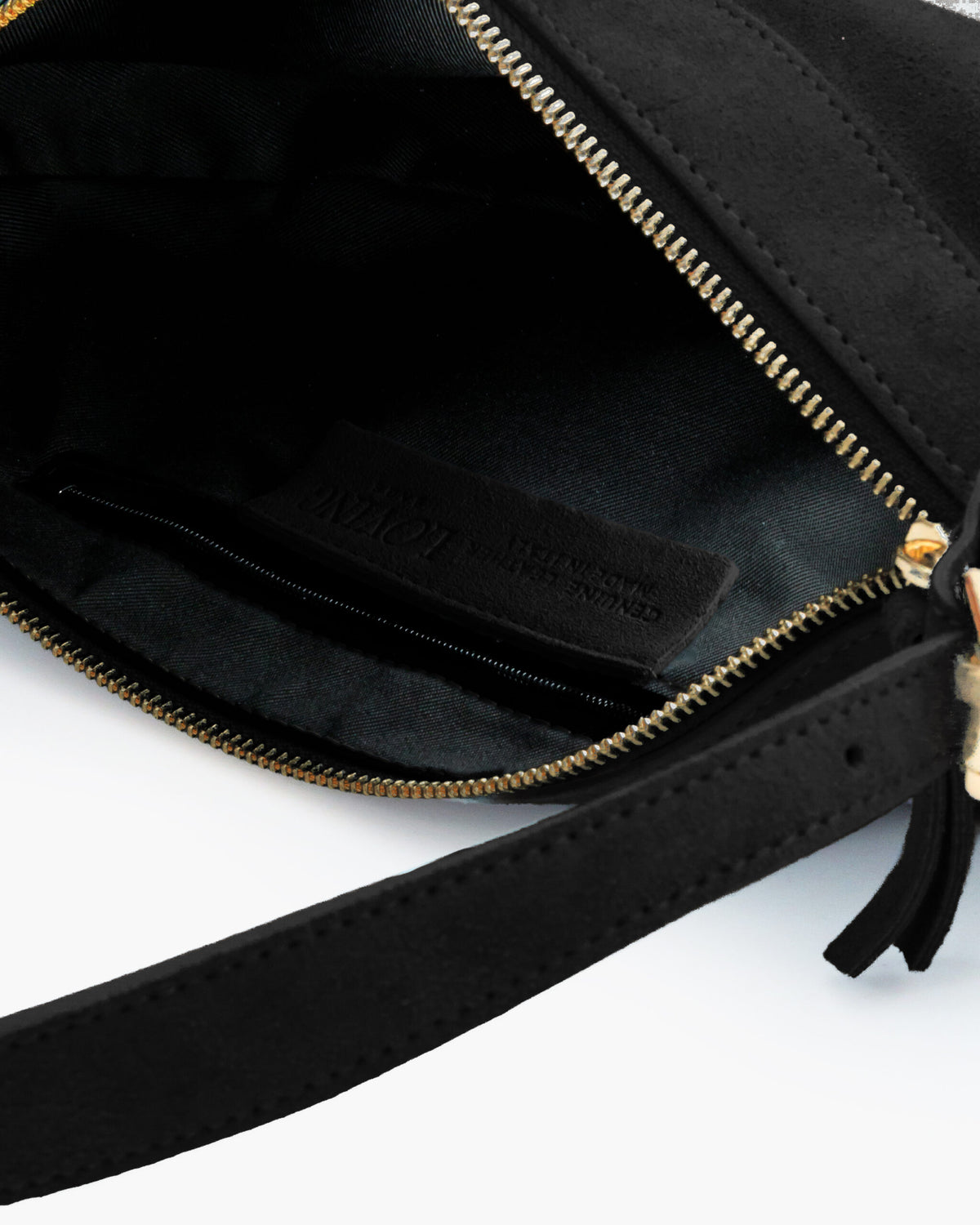 Borsa in suede RACHEL MIGNON nera - LOVING BAGS