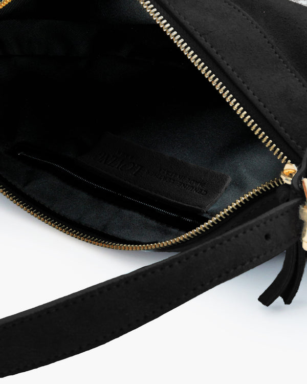 Borsa in suede RACHEL MIGNON nera - LOVING BAGS