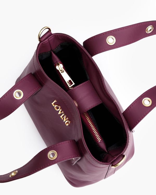 Borsa in pelle Maya PRUGNA - LOVING BAGS