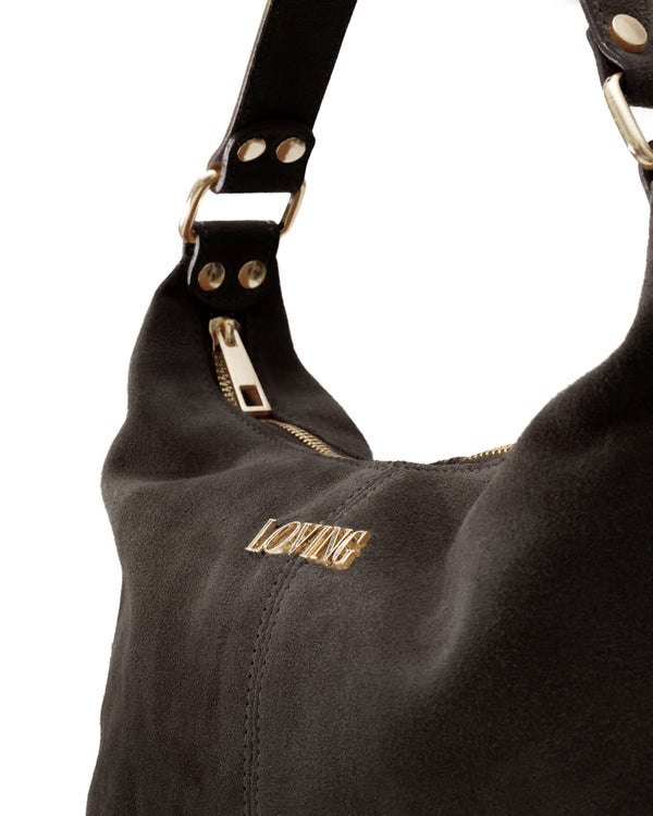 Carrie suede TESTA DI MORO - LOVING BAGS