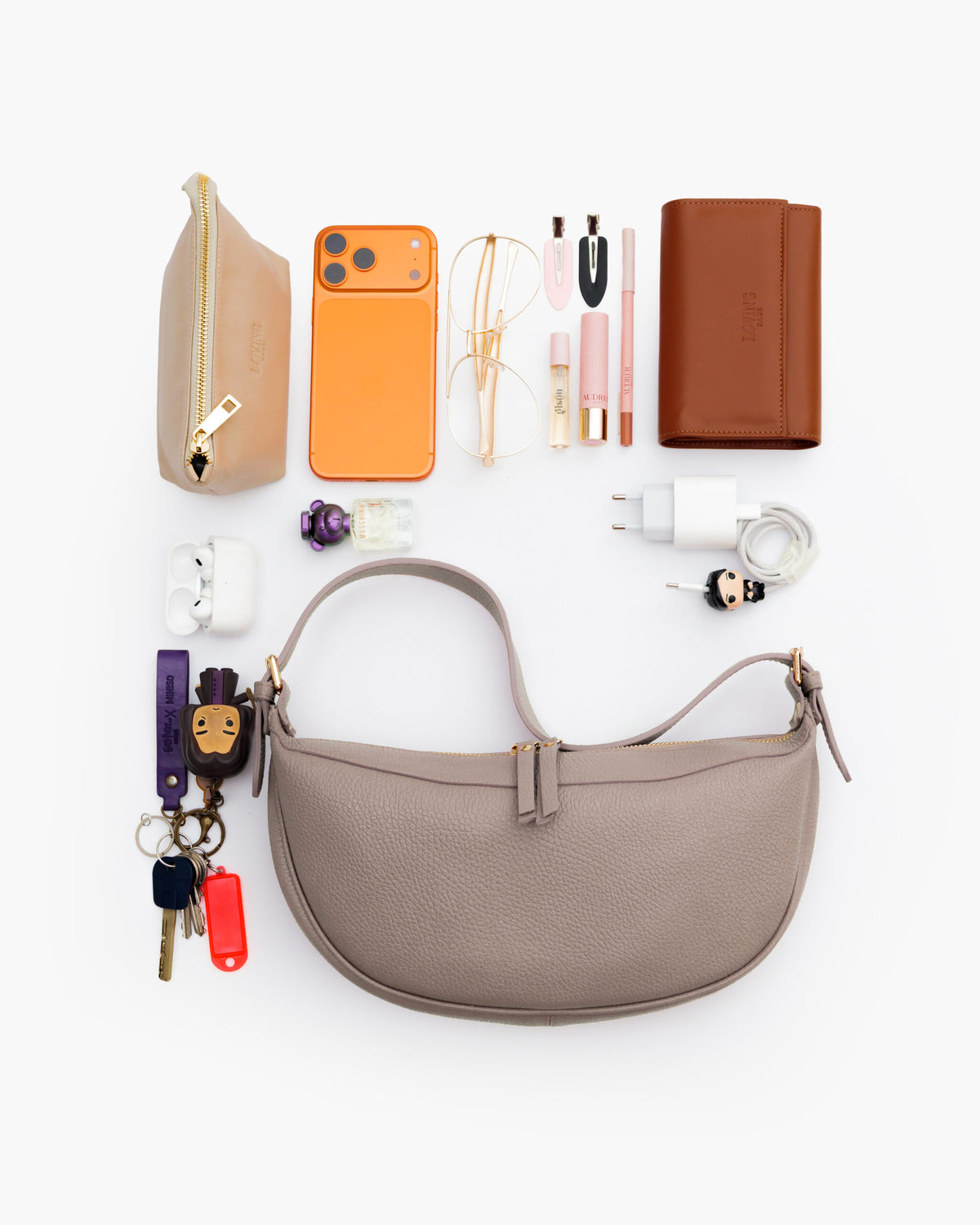 Borsa in pelle RACHEL MIGNON tortora - LOVING BAGS