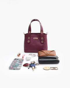 Borsa in pelle Maya PRUGNA - LOVING BAGS