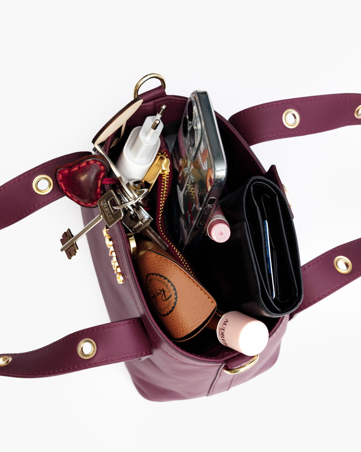 Borsa in pelle Maya PRUGNA - LOVING BAGS