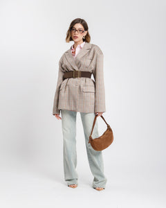 Blazer oversize quadretti ROSA - V13318