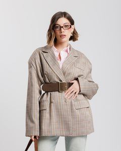 Blazer oversize quadretti ROSA - V13318