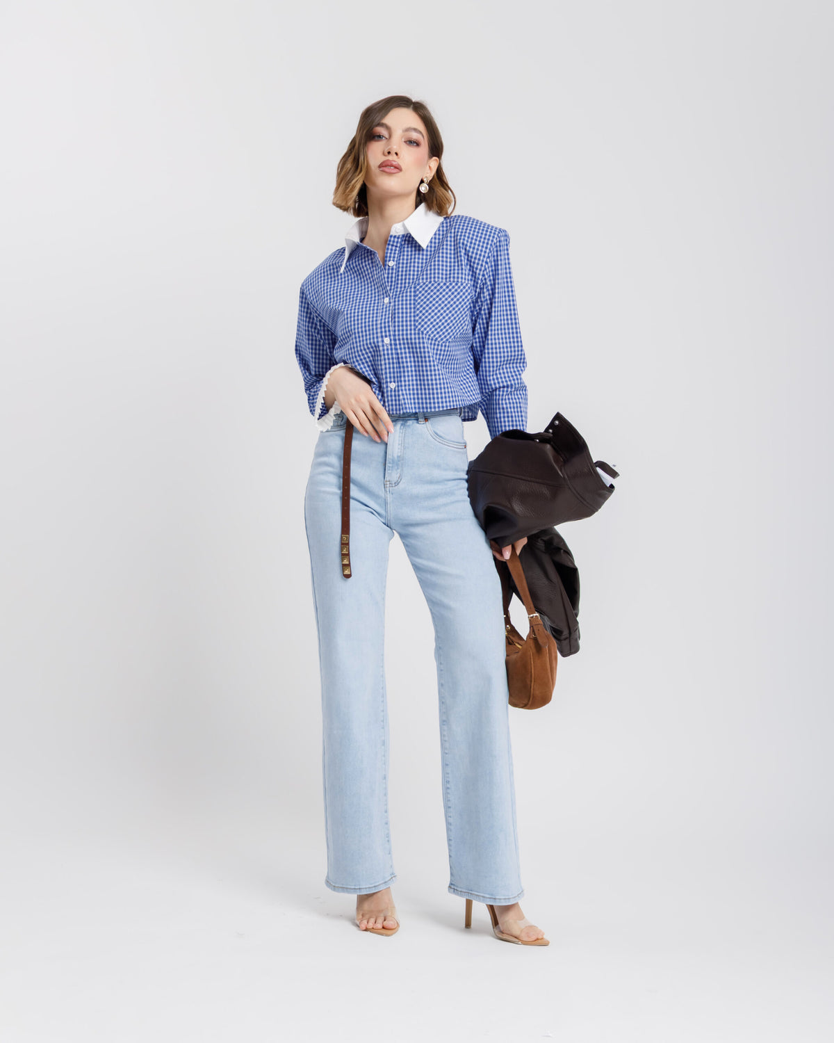 Camicia crop quadretti - 12997