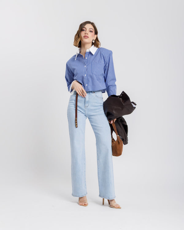 Camicia crop quadretti - 12997