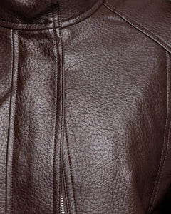 Chiodo in finta pelle con colletto MARRONE - CV2203
