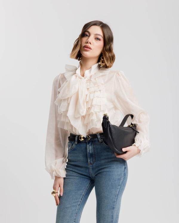 Camicia con rouches ECRU' - CHY8725