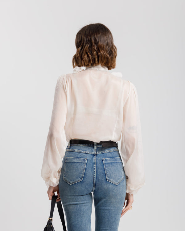 Camicia con rouches ECRU' - CHY8725