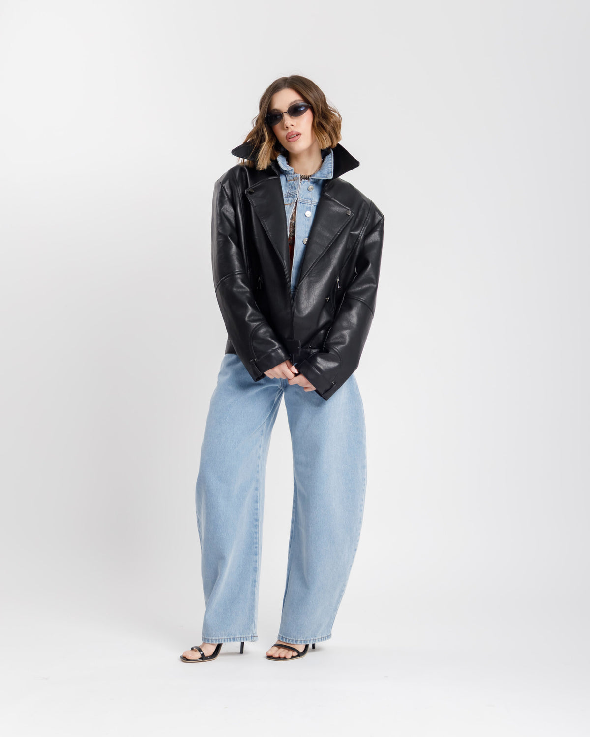 Chiodo in finta pelle oversize  - CV2207