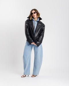 Chiodo in finta pelle oversize  - CV2207