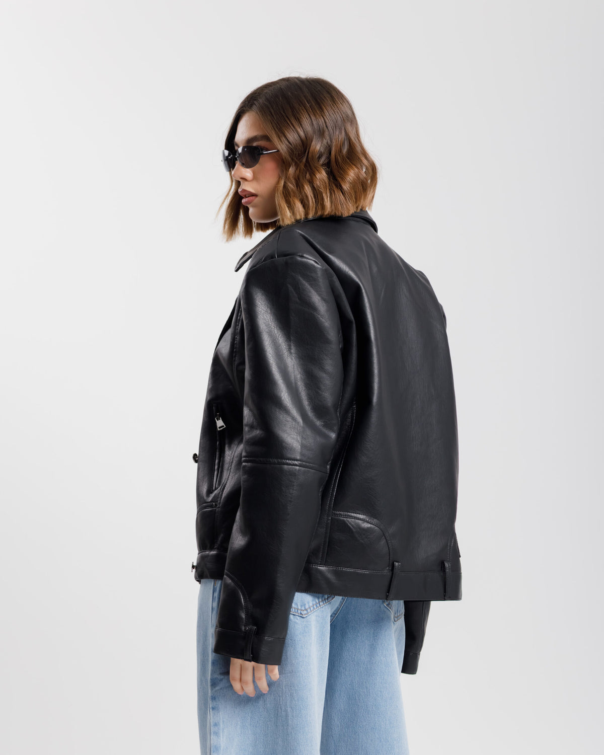 Chiodo in finta pelle oversize  - CV2207