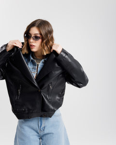 Chiodo in finta pelle oversize  - CV2207