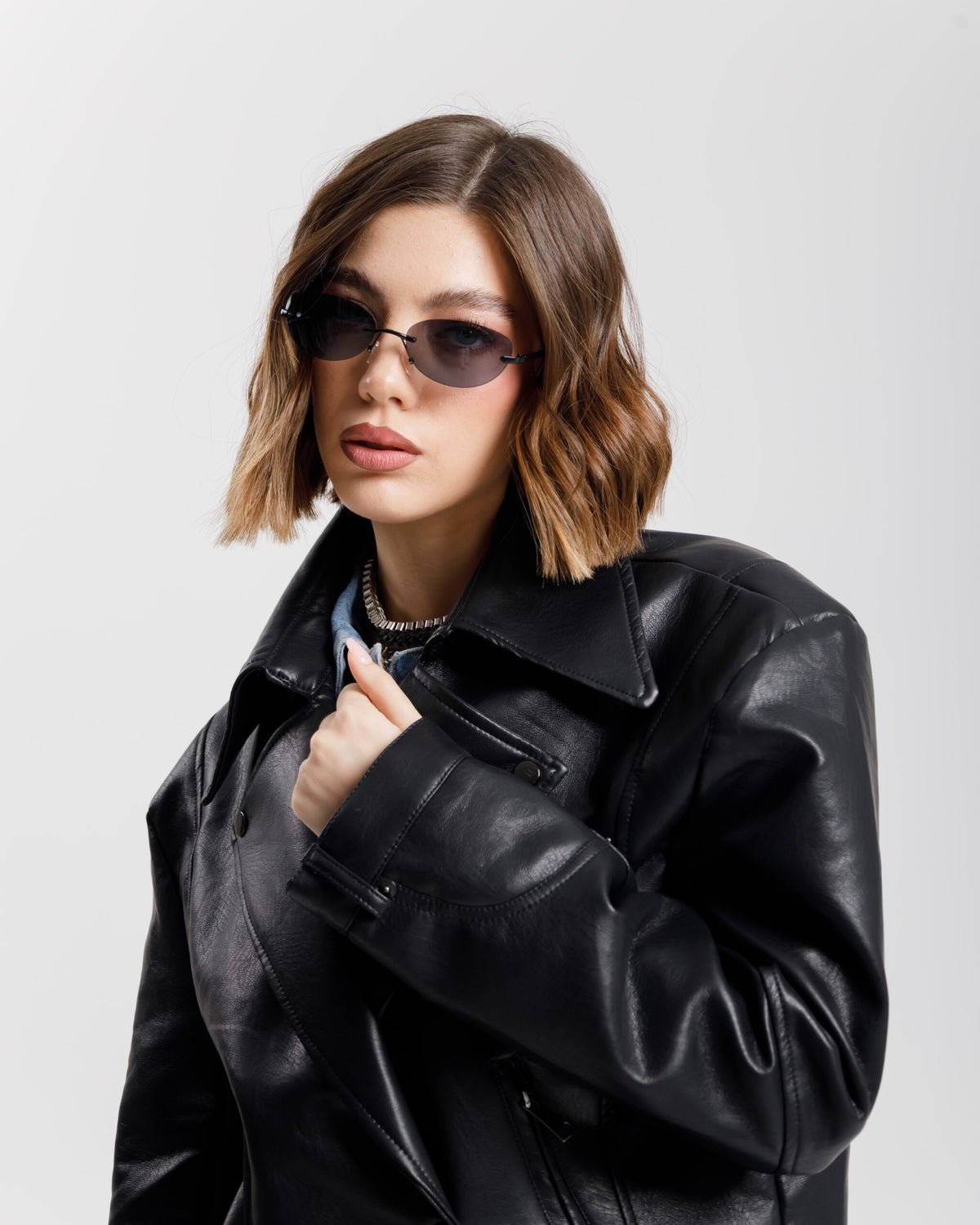 Chiodo in finta pelle oversize  - CV2207
