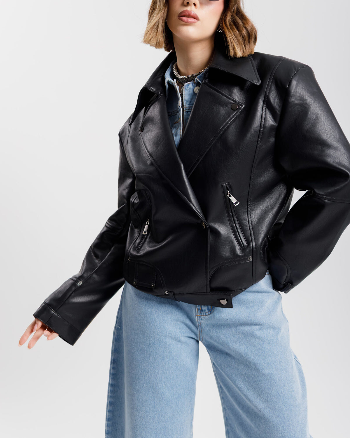 Chiodo in finta pelle oversize  - CV2207