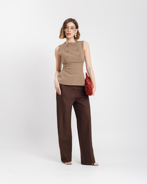 Pantaloni classy MARRONE - M756 slc