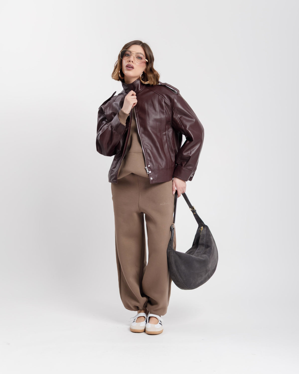 Chiodo in finta pelle con colletto BORDEAUX- CV2203