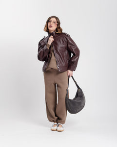 Chiodo in finta pelle con colletto BORDEAUX- CV2203