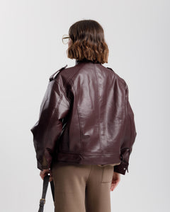 Chiodo in finta pelle con colletto BORDEAUX- CV2203