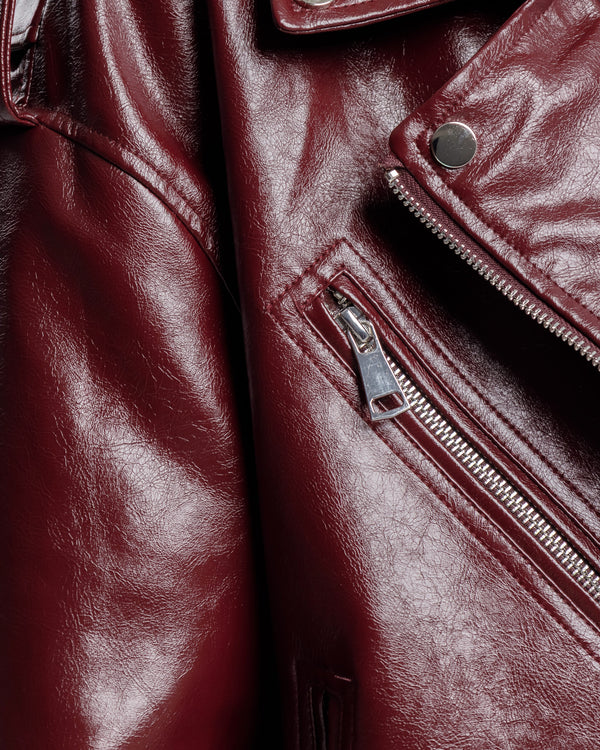 Chiodo in finta pelle con cintura BORDEAUX - CV2205