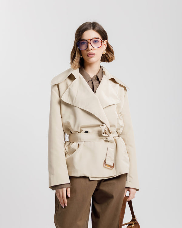 Trench corto con cintura - CHF8742