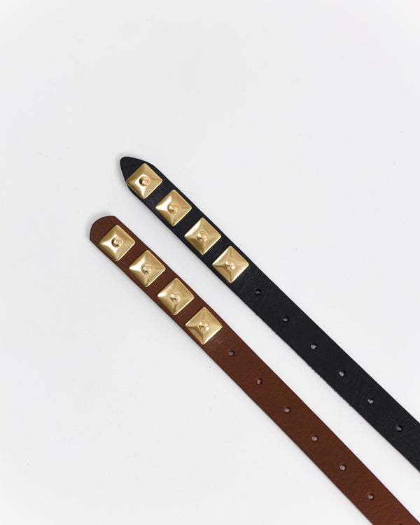 Cintura in pelle con borchie quadrate - 2166/20
