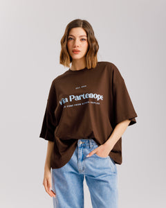 T-shirt VIA PARTENOPE MARRONE - ALTHÉA- C232