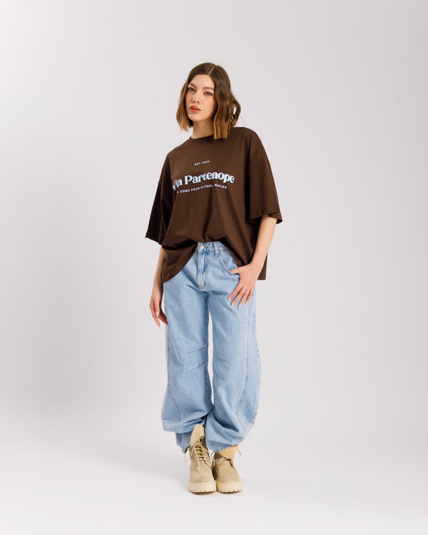 T-shirt VIA PARTENOPE MARRONE - ALTHÉA- C232