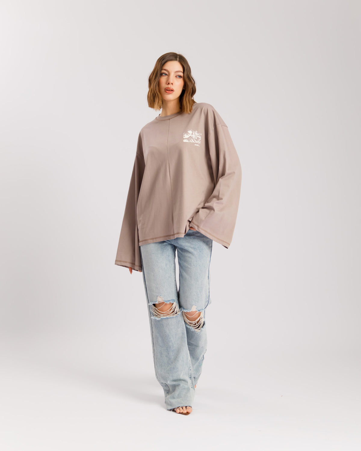 T-shirt long sleeve ALTHÉA TORTORA - C231