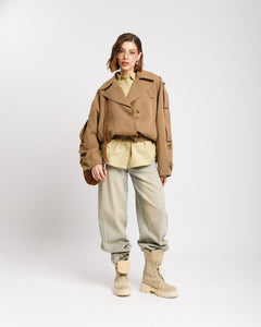 Trench corto collo alto BEIGE - W25226