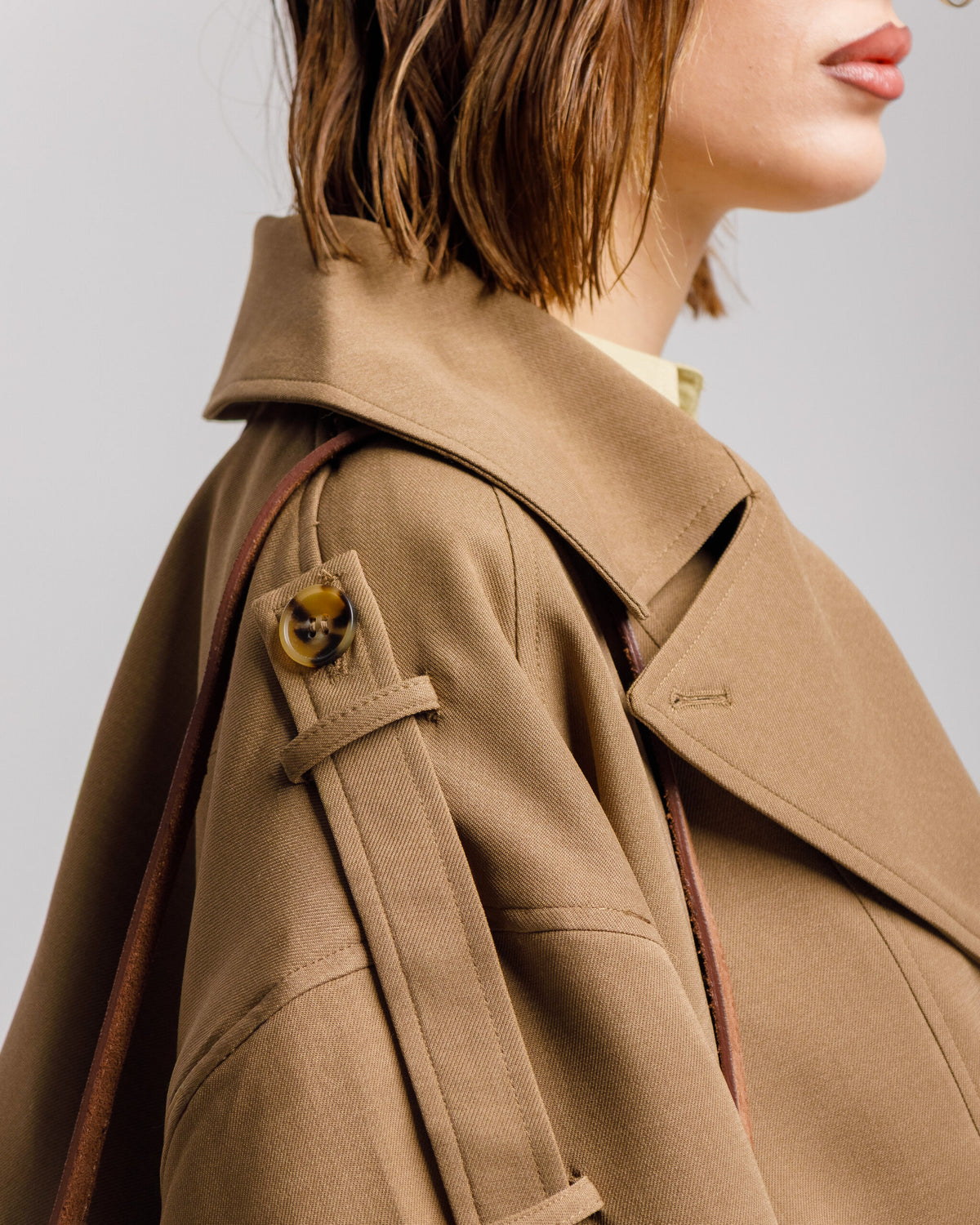 Trench corto collo alto BEIGE - W25226