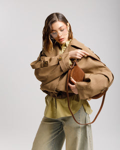 Trench corto collo alto BEIGE - W25226
