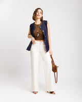 Jeans vita bassa con tasche PANNA- SK227-4