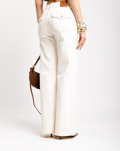 Jeans vita bassa con tasche PANNA- SK227-4