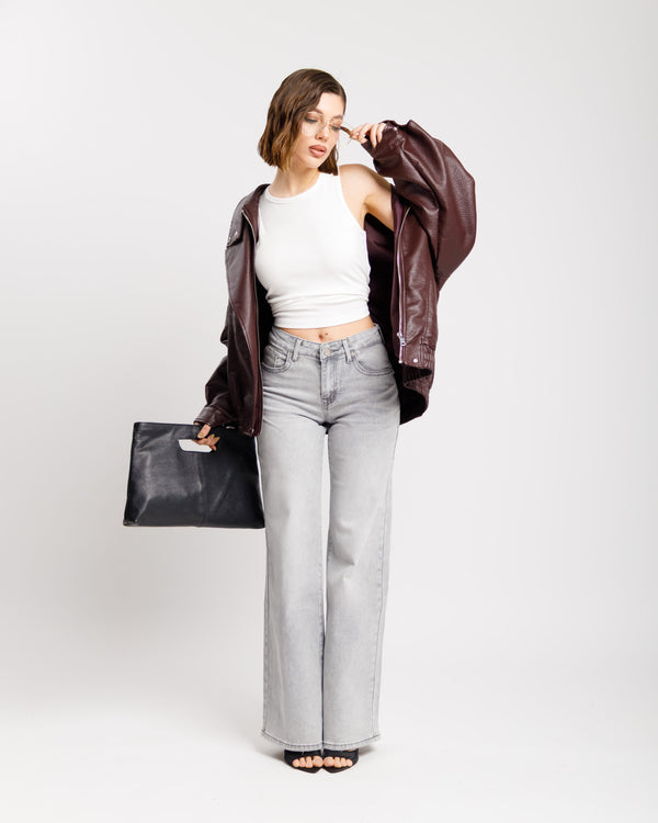Jeans vita bassa con tasche GRIGIO - SK227-4