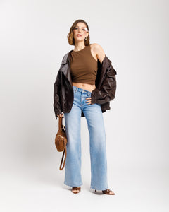 Jeans vita bassa con tasche BLU CHIARO - SK227-4