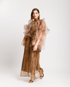 Abito lungo in organza stampato - R13198