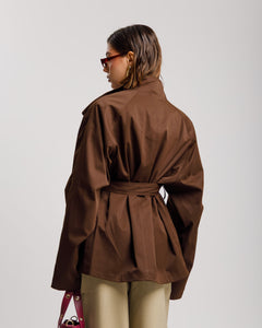 Trench midi con collo alto MARRONE - 3165