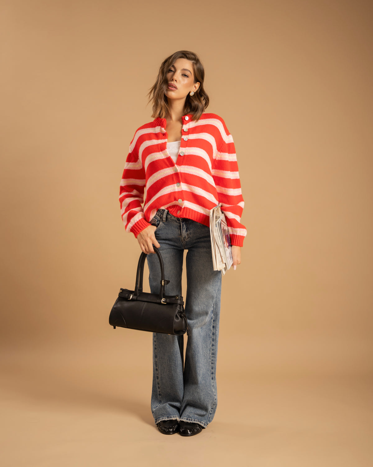 Cardigan in lana a righe - 21687