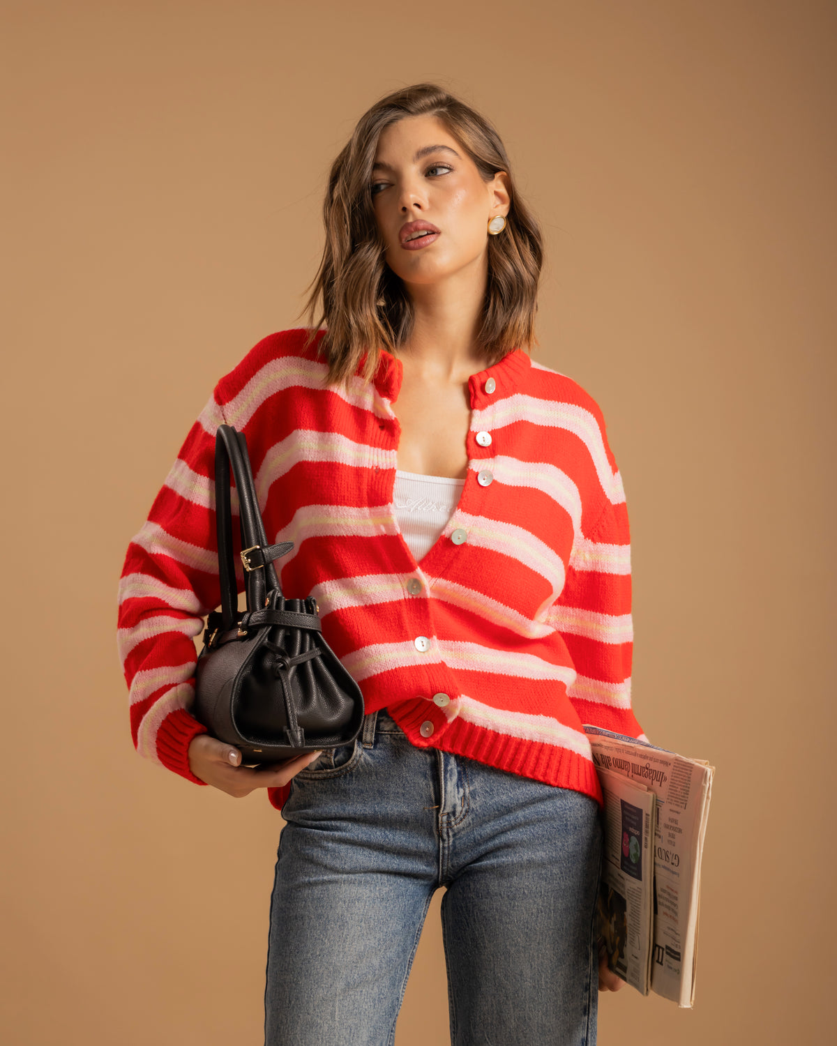 Cardigan in lana a righe - 21687