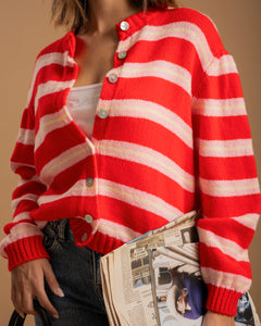 Cardigan in lana a righe - 21687