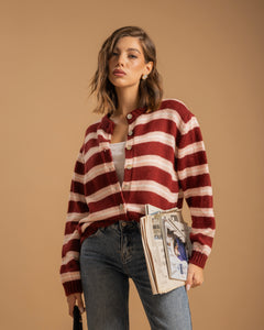 Cardigan in lana a righe - 21687