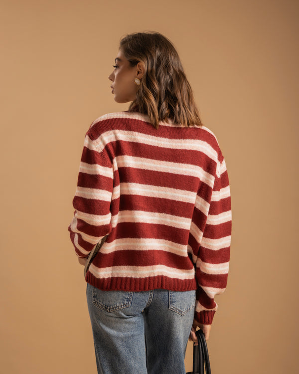 Cardigan in lana a righe - 21687